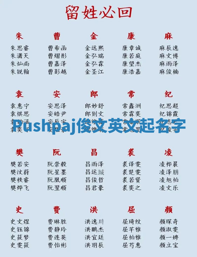 Pushpaj俊文英文起名字