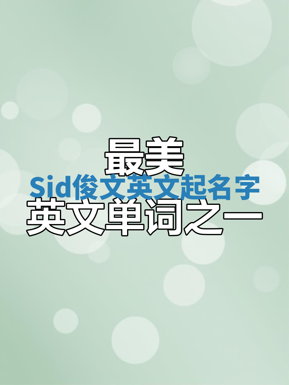 Sid俊文英文起名字 Sid俊文英文起名字